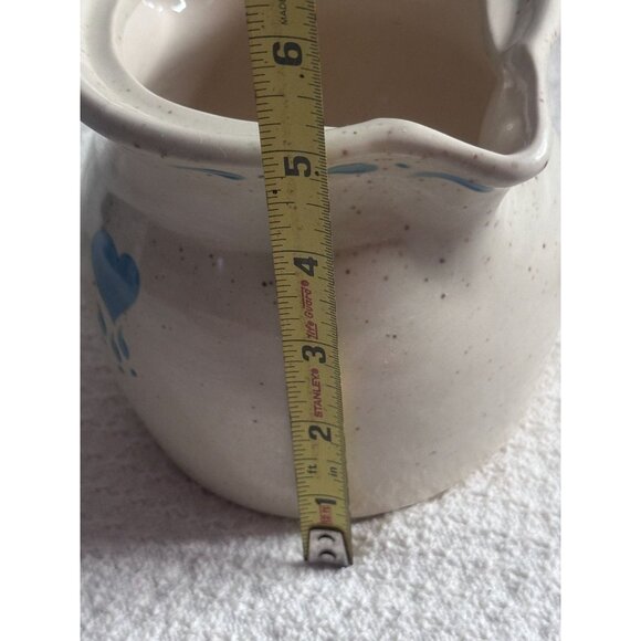 Stoneware Ceramic Creamer With Lid Blue Heart Design Unique Heart 7" - Picture 9 of 15